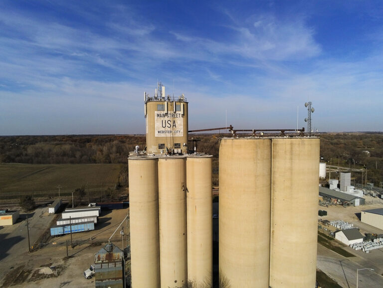 Aerial view of grain elevator